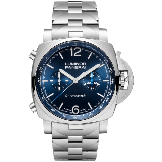 Panerai PAM01110 : Luminor 1950 Chrono 44 Stainless Steel / Blue / Bracelet