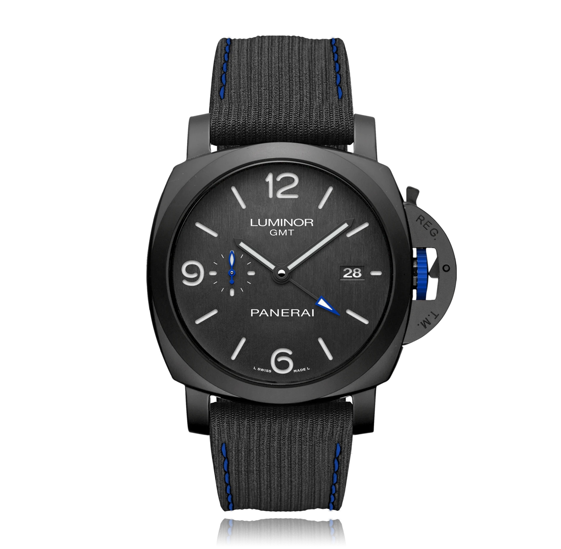 Panerai PAM01176 : Luminor 1950 44 GMT  Ceramic / Blue / Bucherer Blue