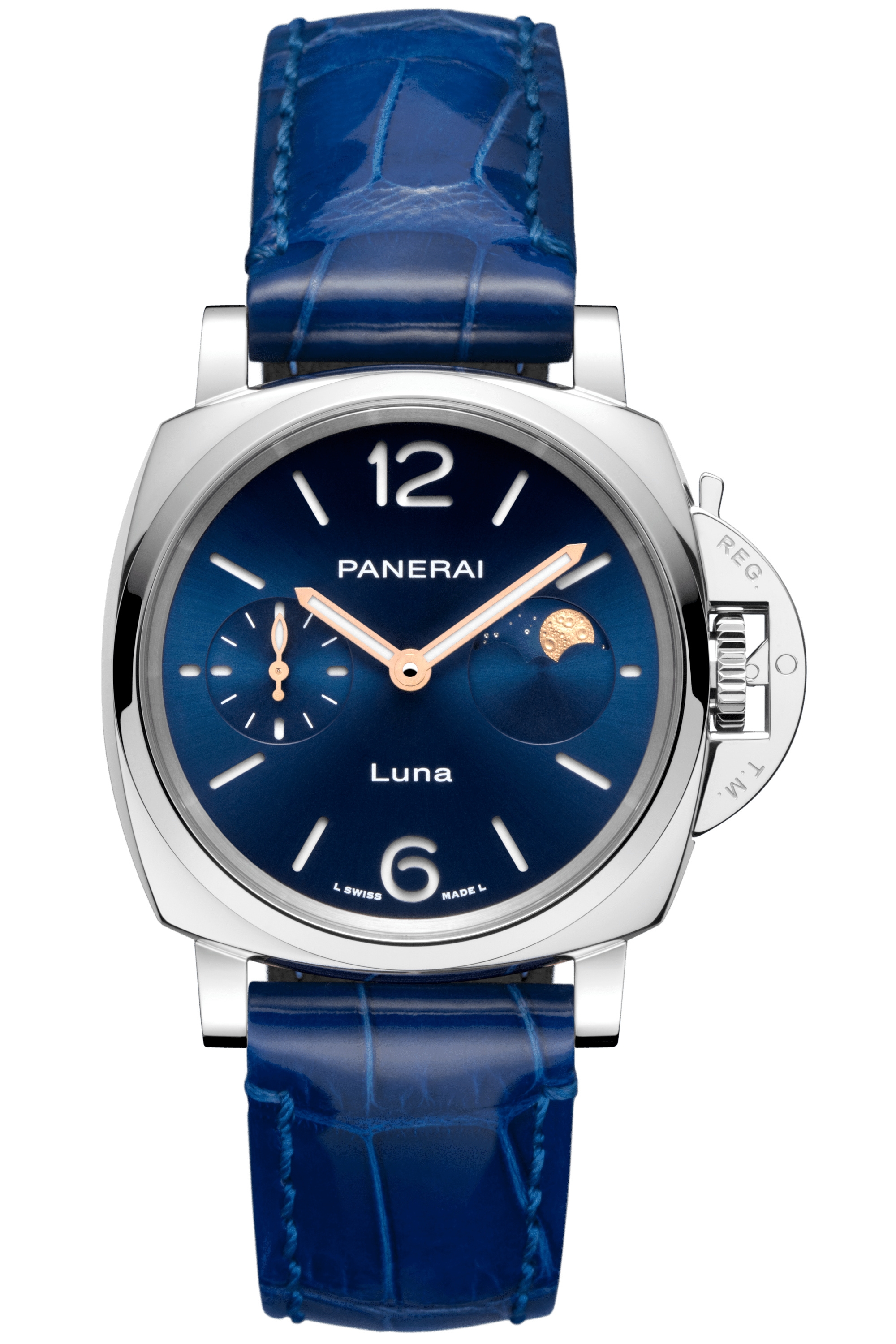Panerai PAM01179 : Luminor Due Luna Automatic Stainless Steel / Blue