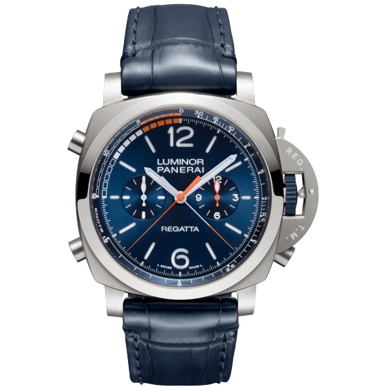 Panerai PAM01216 : Luminor 1950 47 Regatta 3 Days Chrono Flyback Automatic Titanium / Blue Mare