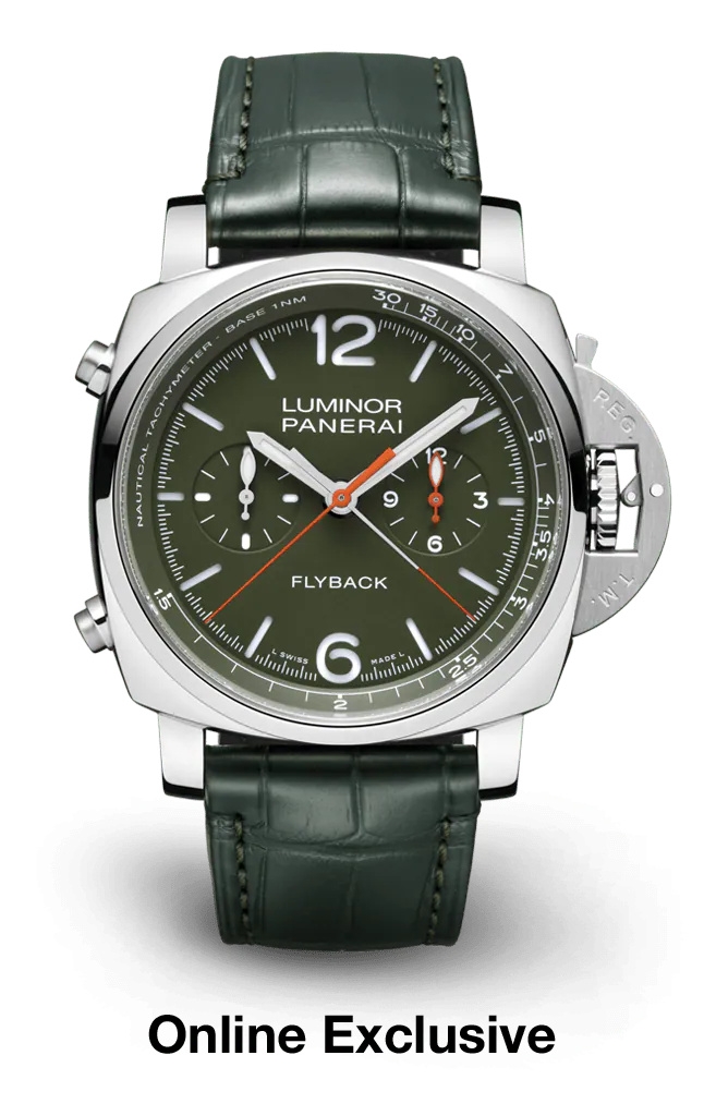 Panerai PAM01296 : Luminor 1950 44 3 Days Chrono Flyback Automatic Stainless Steel / Verde Militare