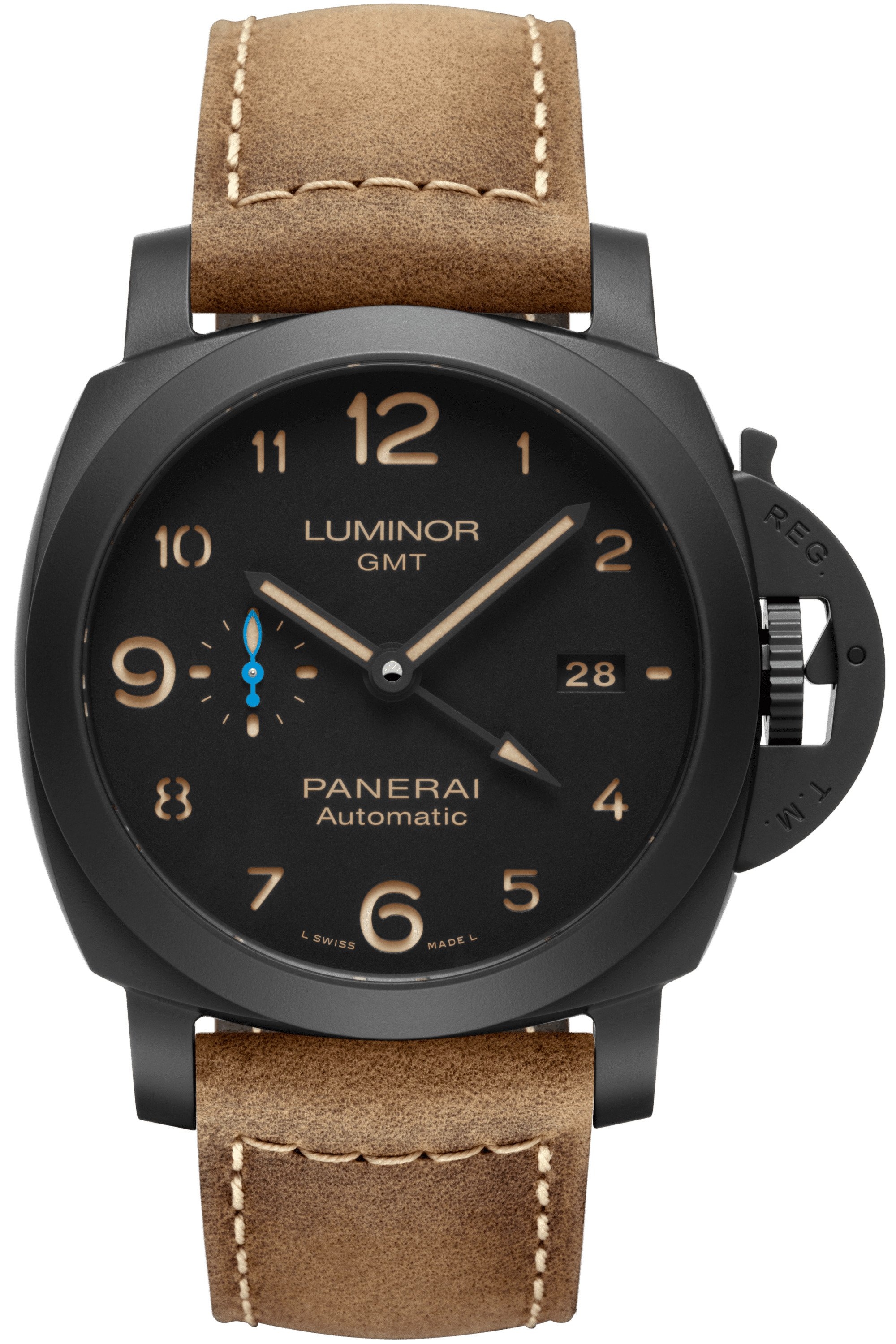 Panerai PAM01441 : Luminor 1950 44 3 Days GMT Automatic Ceramic / Black / Dirty Dial