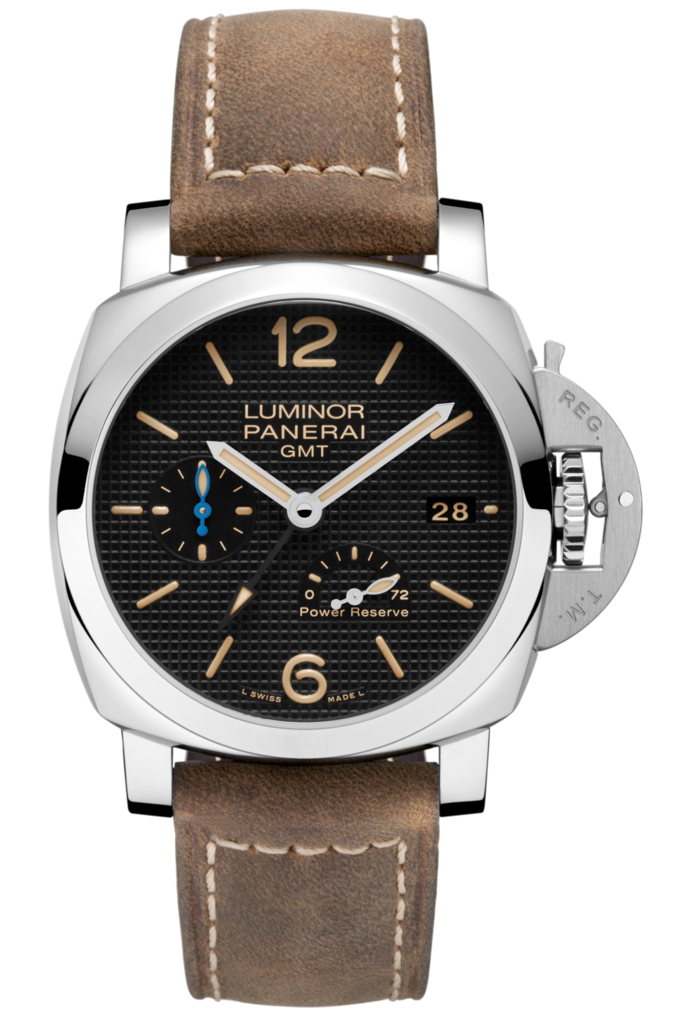 Panerai PAM01537 : Luminor 1950 42 3 Days GMT Power Reserve Automatic Stainless Steel / Black Hobnail