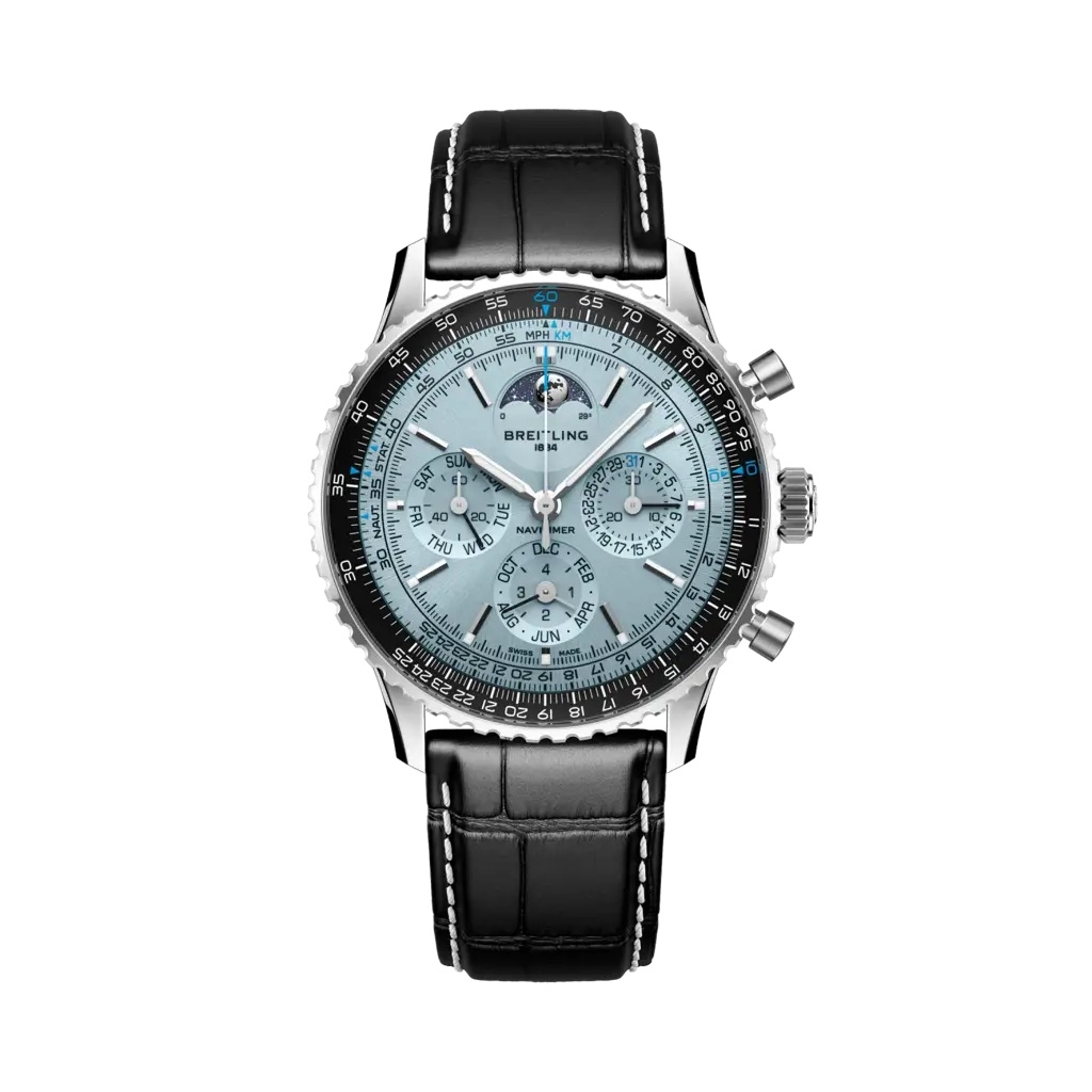 Breitling PB1920251C1P1 : Navitimer B19 Chronograph 43 Perpetual Calendar Stainless Steel - Platinum / Ice Blue