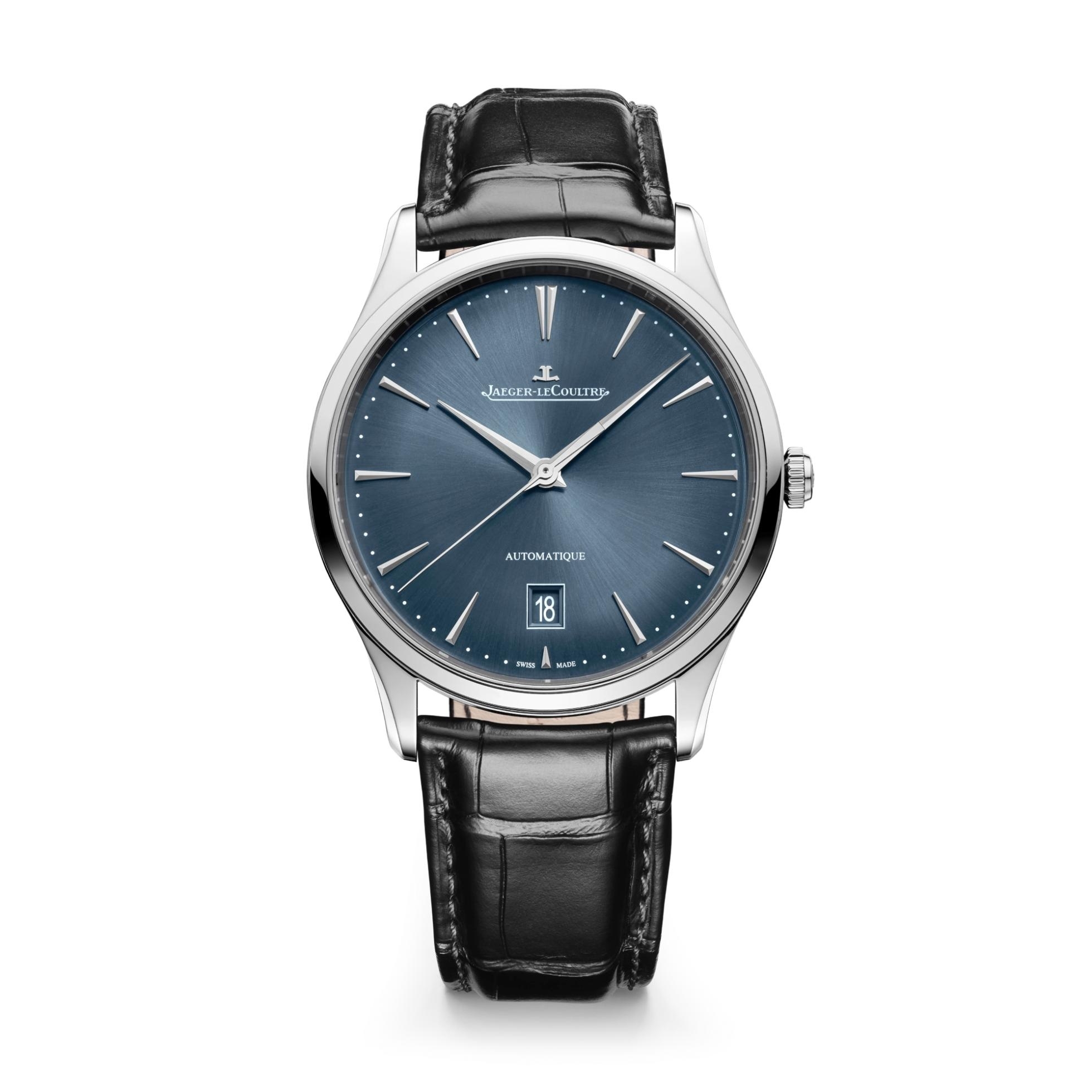 Jaeger-LeCoultre Q1238480 : Master Ultra Thin Date Stainless Steel / Blue - Grey / Alligator