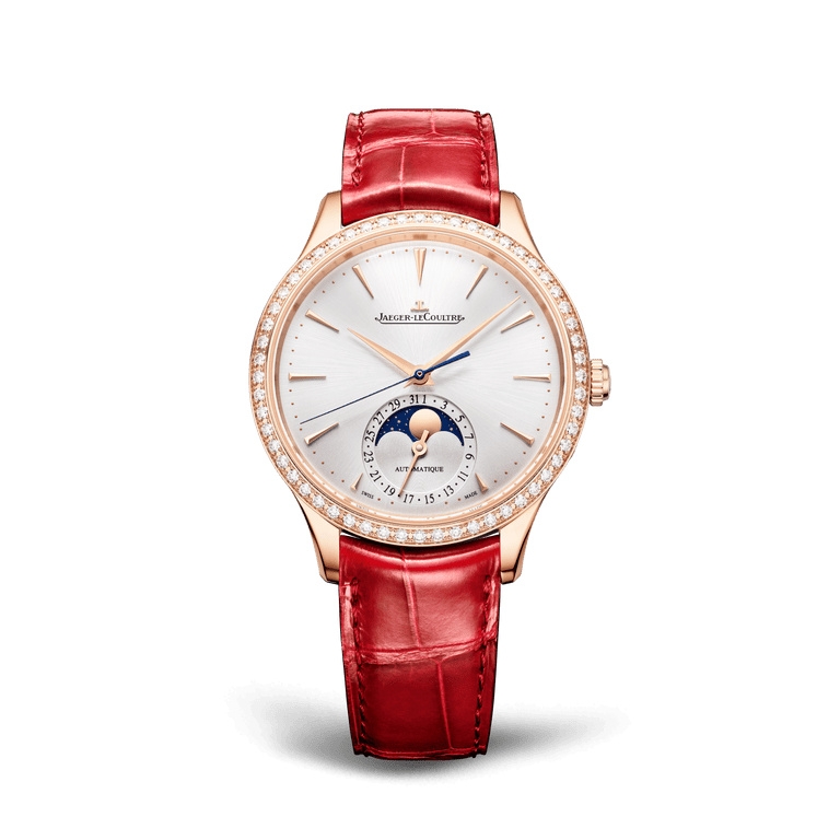 Jaeger-LeCoultre Q124250J : Master Ultra Thin Moon 36 Pink Gold - Diamond / Silver / Alligator