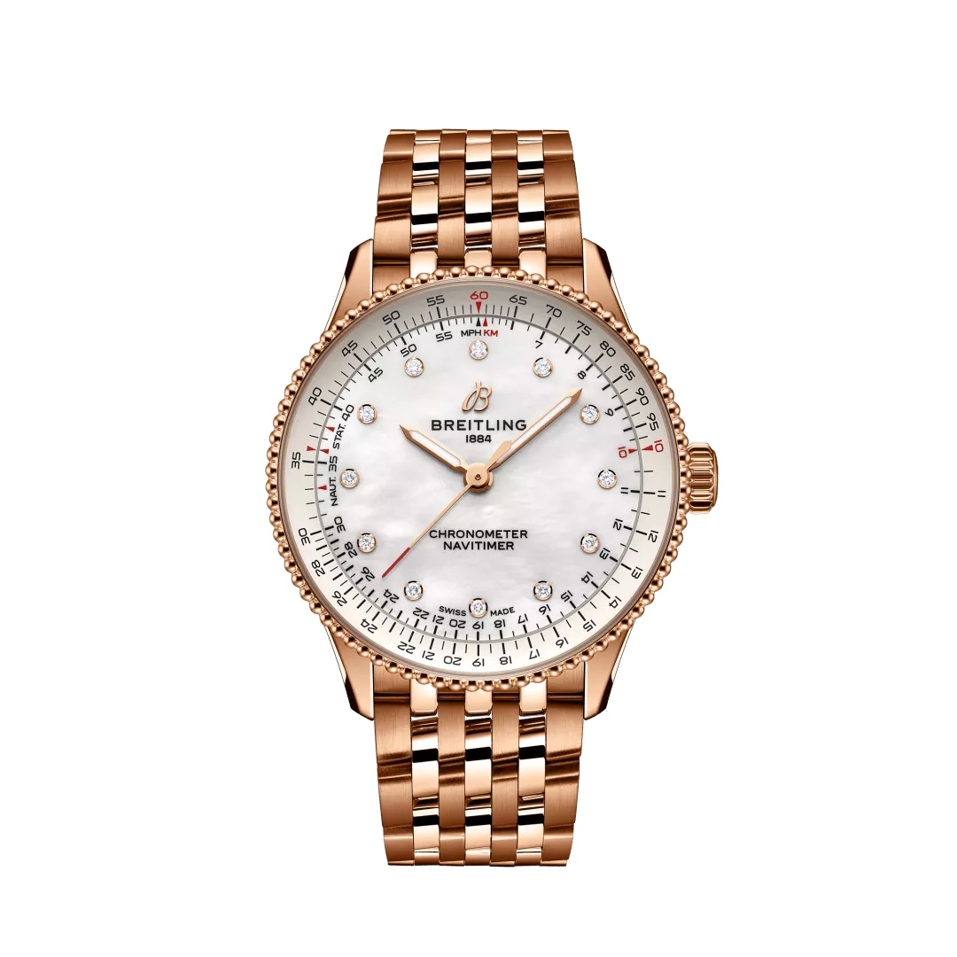 Breitling R17327211A1R1 : Navitimer Automatic 36 Red Gold / MOP / Bracelet
