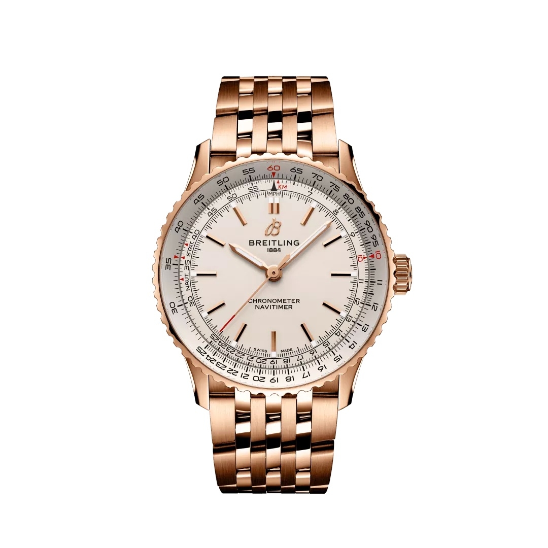 Breitling R17329F41G1R1 : Navitimer Automatic 41 Automatic Red Gold / Silver / Bracelet