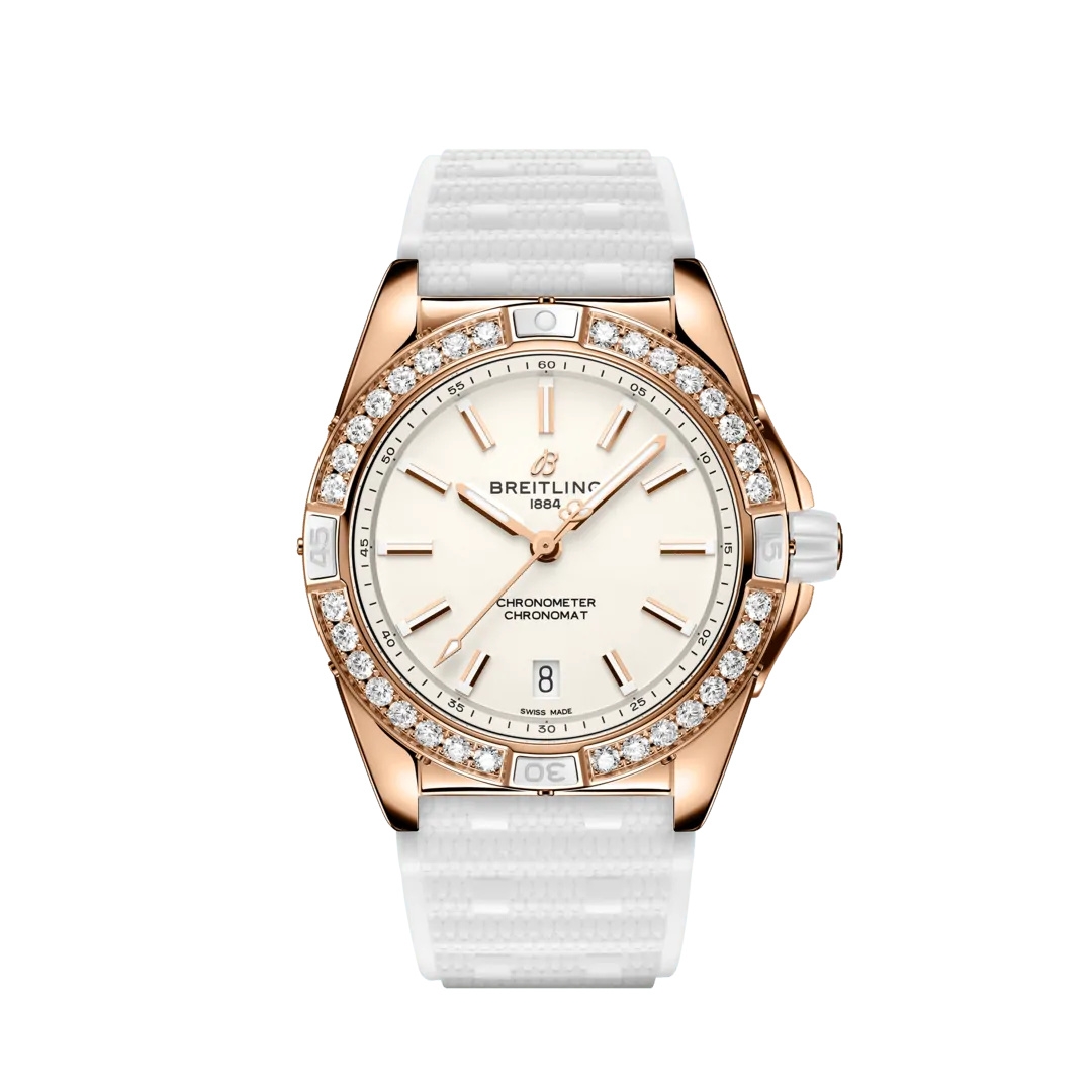 Breitling R17356531G1S1 : Super Chronomat 38 Origins Red Gold / White / Rubber Rouleaux