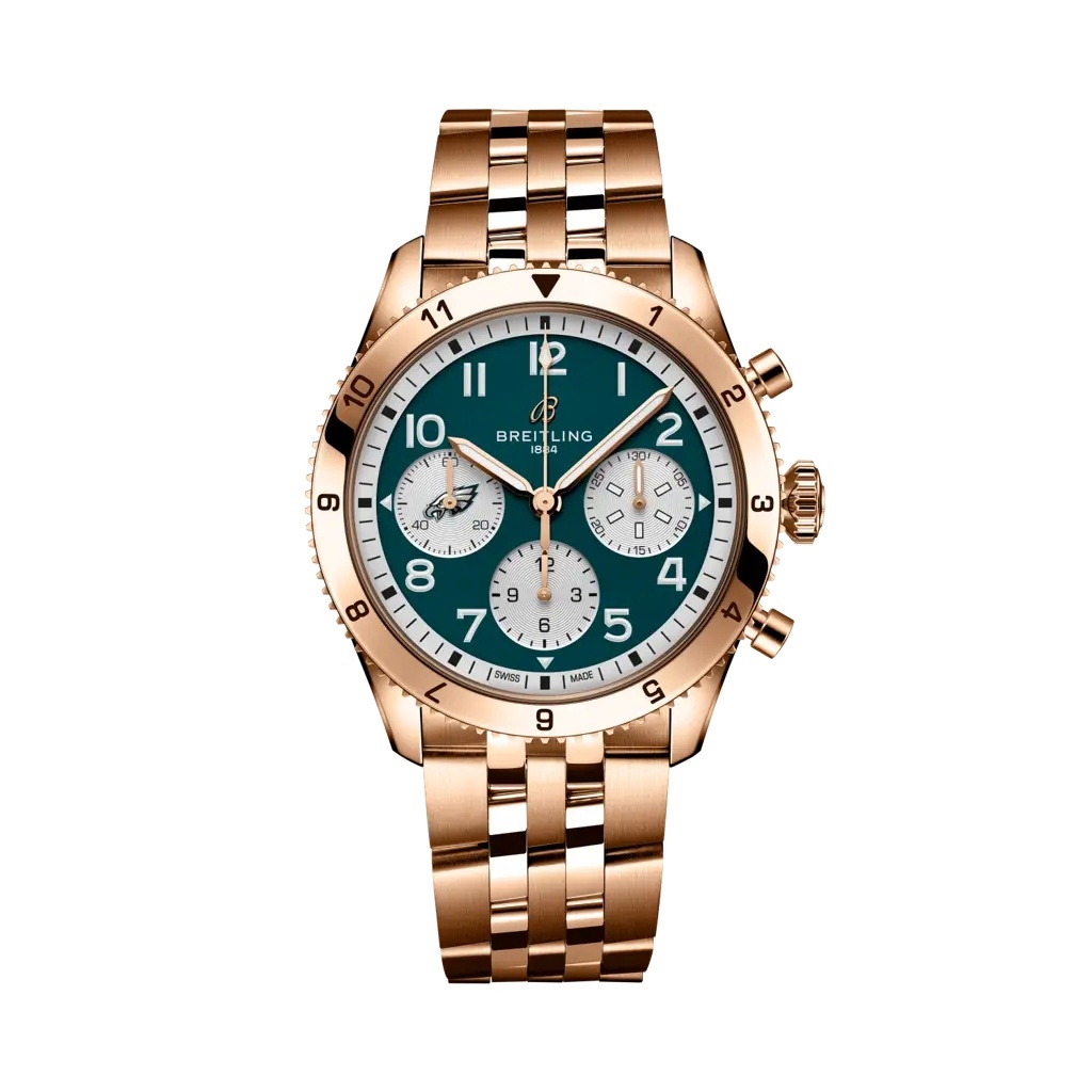 Breitling R233802A1L1R1 : Classic AVI Chronograph 42 Super Bowl LIX Philadelphia Eagles Limited Edition / Bracelet