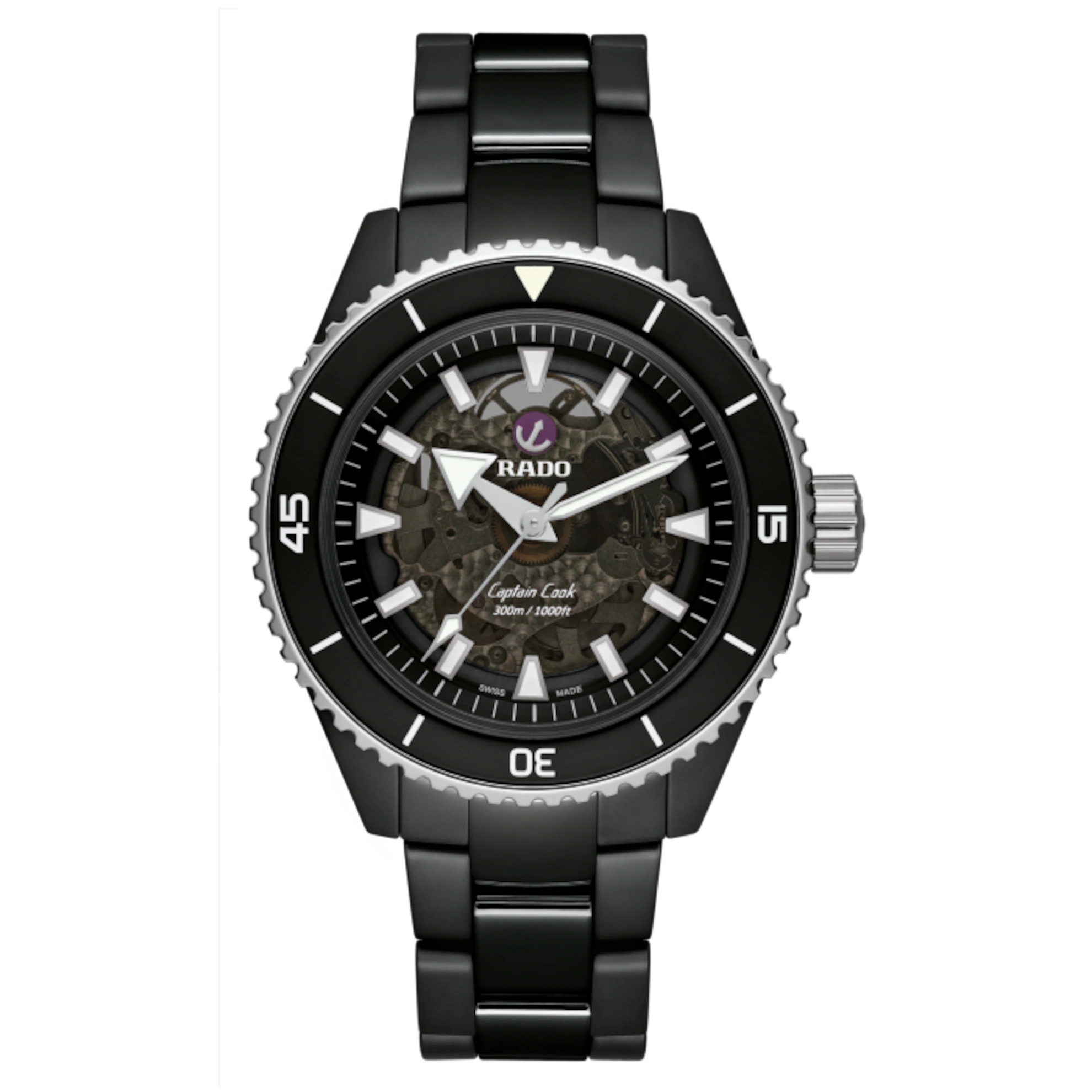 Rado R32127152 : HyperChrome Captain Cook 43 Ceramic / Black / Bracelet