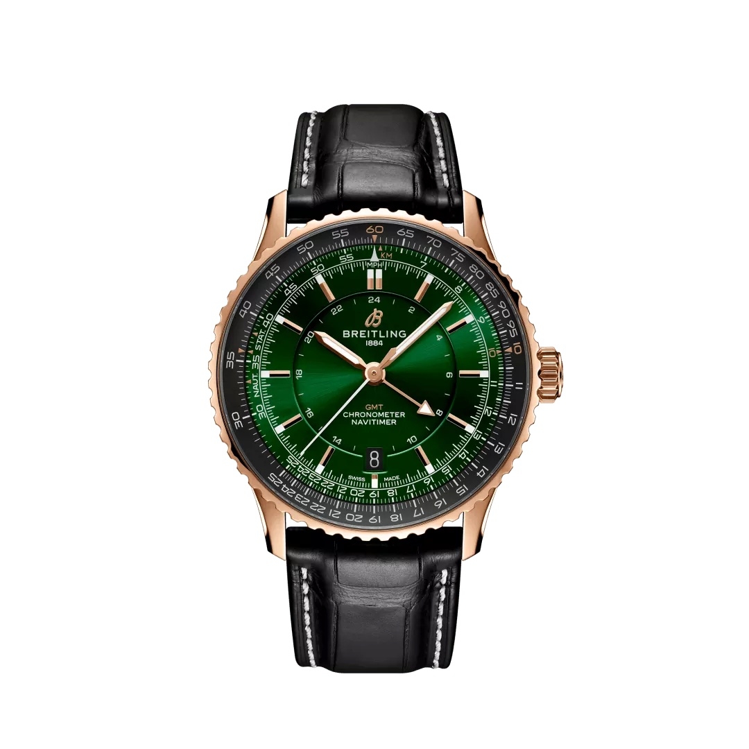 Breitling R32310251L1P1 : Navitimer GMT 41 Automatic Red Gold / Green