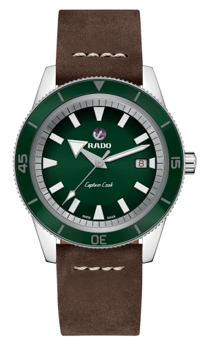 Rado R32505315 : HyperChrome Captain Cook 42 Stainless Steel / Green / Calf