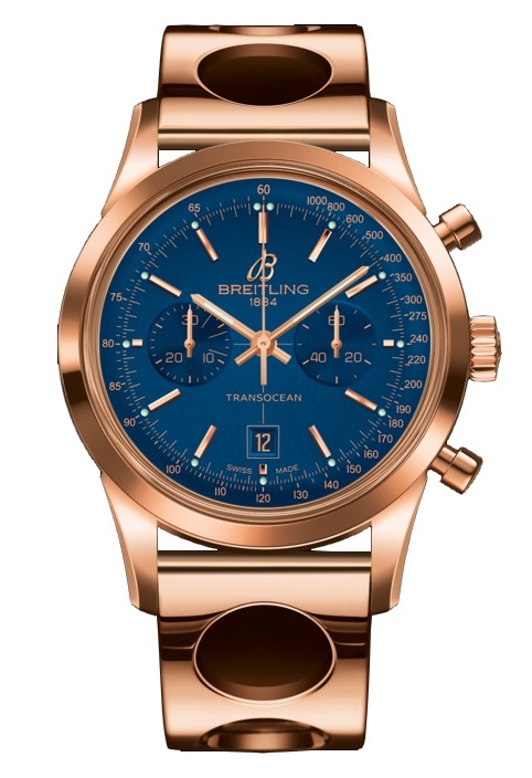 Breitling R4131012.C863.223R : Transocean Chronograph 38 Gold / Blue / Racer
