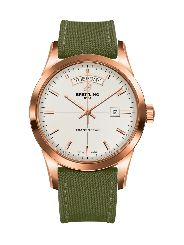 Breitling R4531012/G752/106W/R20BA.1 : Transocean Day & Date Red Gold / Silver / Military / Pin