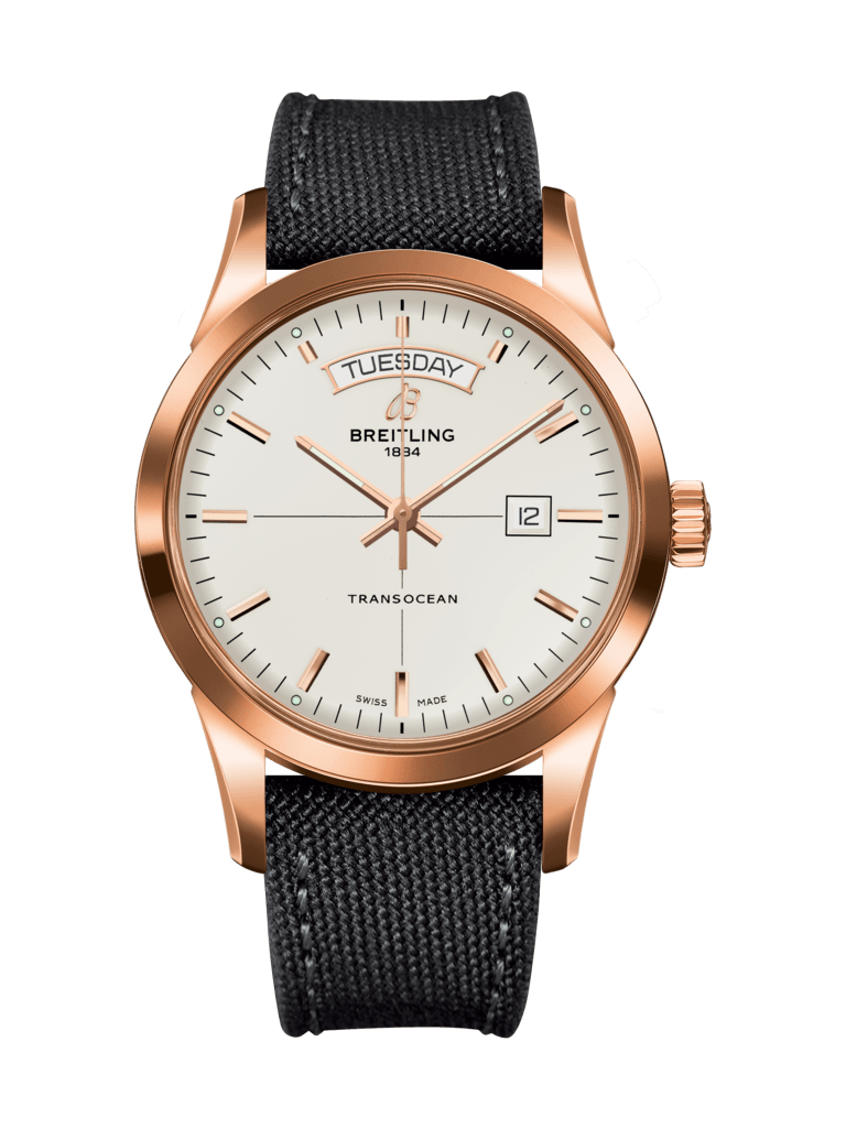 Breitling R4531012/G752/109W/R20BA.1 : Transocean Day & Date Red Gold / Silver / Military / Pin