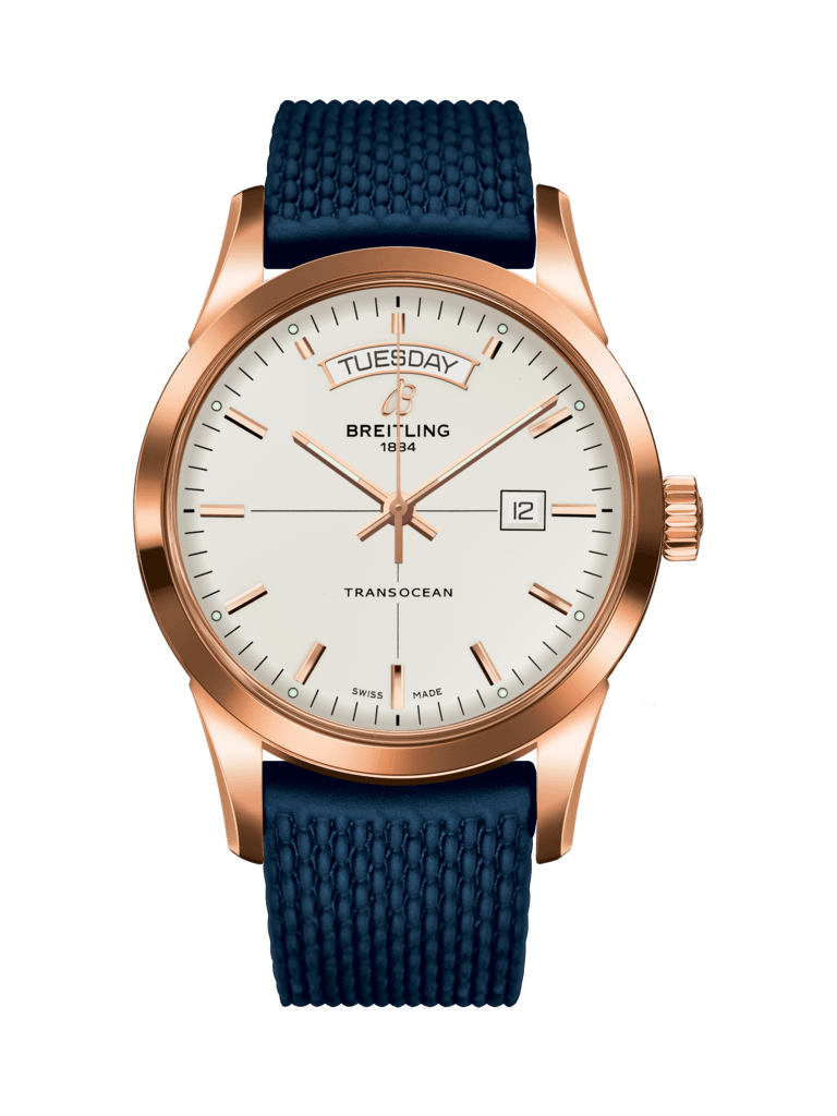 Breitling R4531012/G752/281S/R20D.3 : Transocean Day & Date Red Gold / Silver / Rubber / Folding