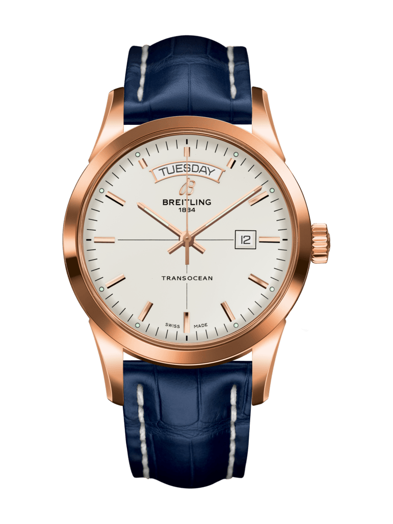 Breitling R4531012/G752/732P/R20D.1 : Transocean Day & Date Red Gold / Silver / Croco / Folding