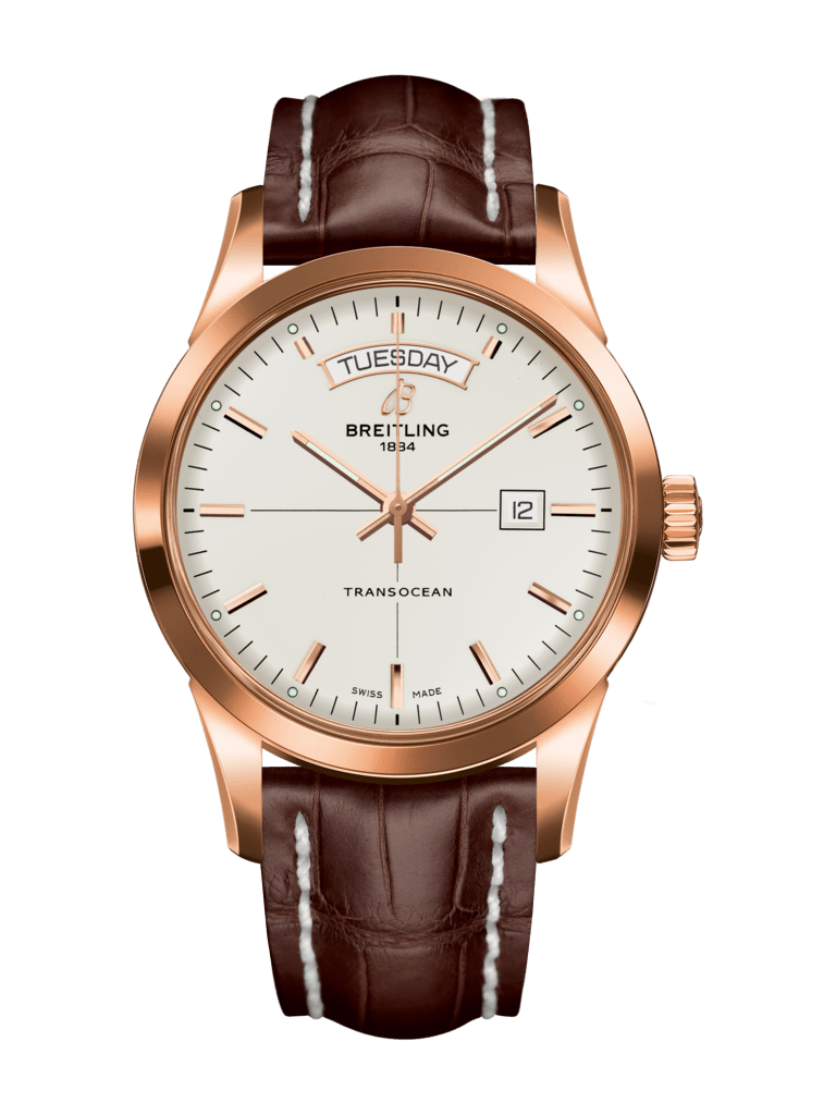 Breitling R4531012/G752/740P/R20D.1 : Transocean Day & Date Red Gold / Silver / Croco / Folding