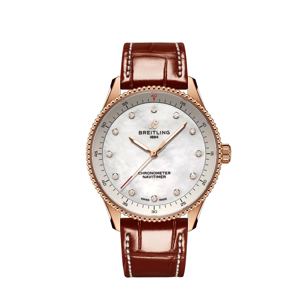 Breitling R77320E61A1P1 : Navitimer Quartz 32 Red Gold / MOP / Croco / Pin