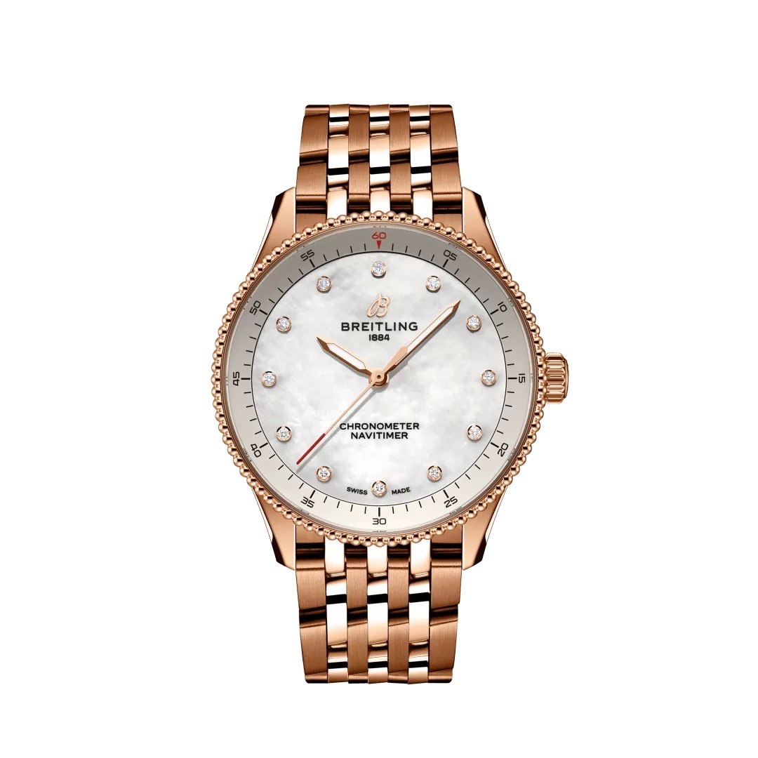 Breitling R77320E61A1R1 : Navitimer Quartz 32 Red Gold / MOP / Bracelet