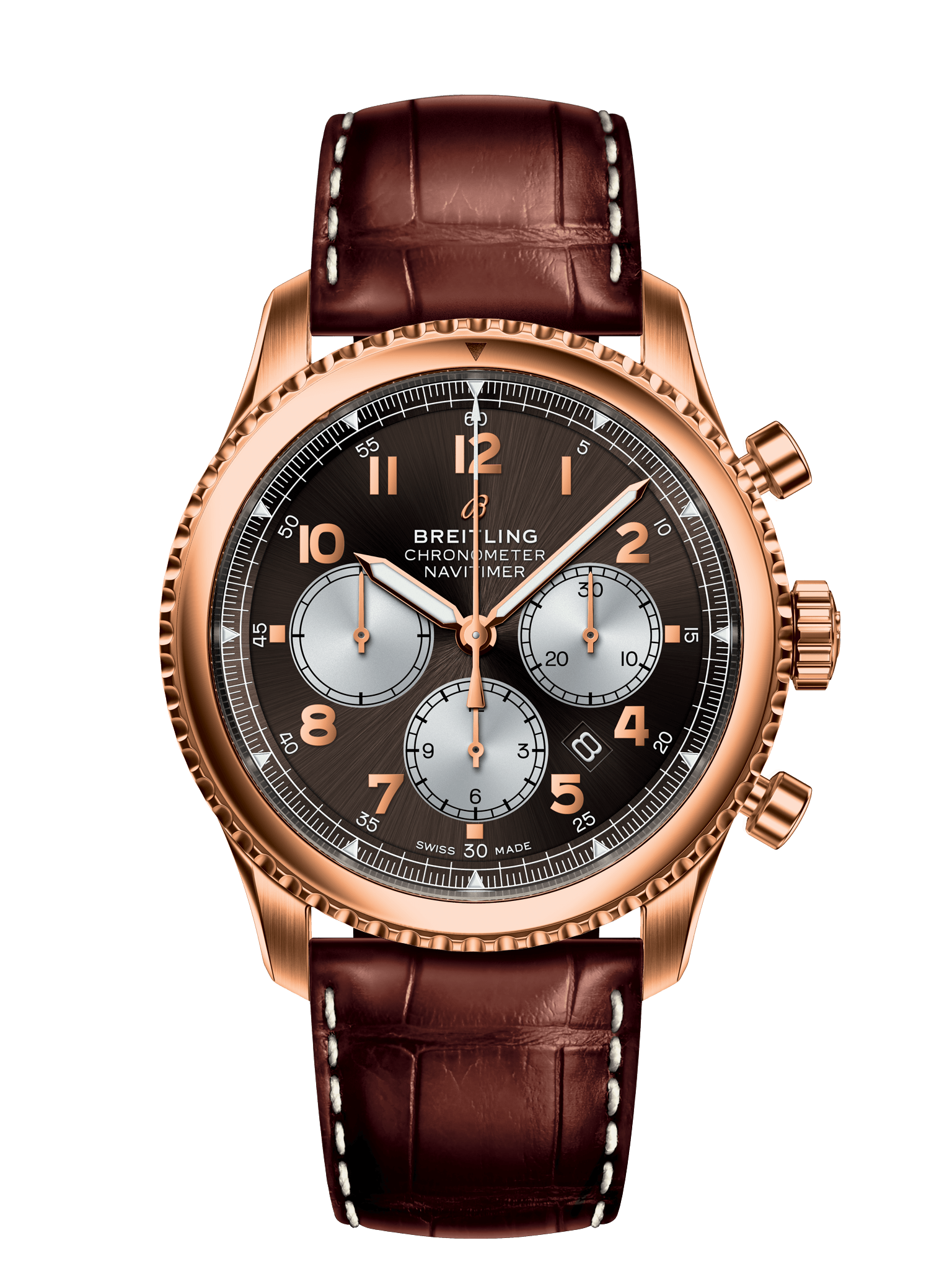 Breitling RB0117131Q1P1 : Navitimer 8 B01 Chronograph 43 Red Gold / Bronze / Brown Croco