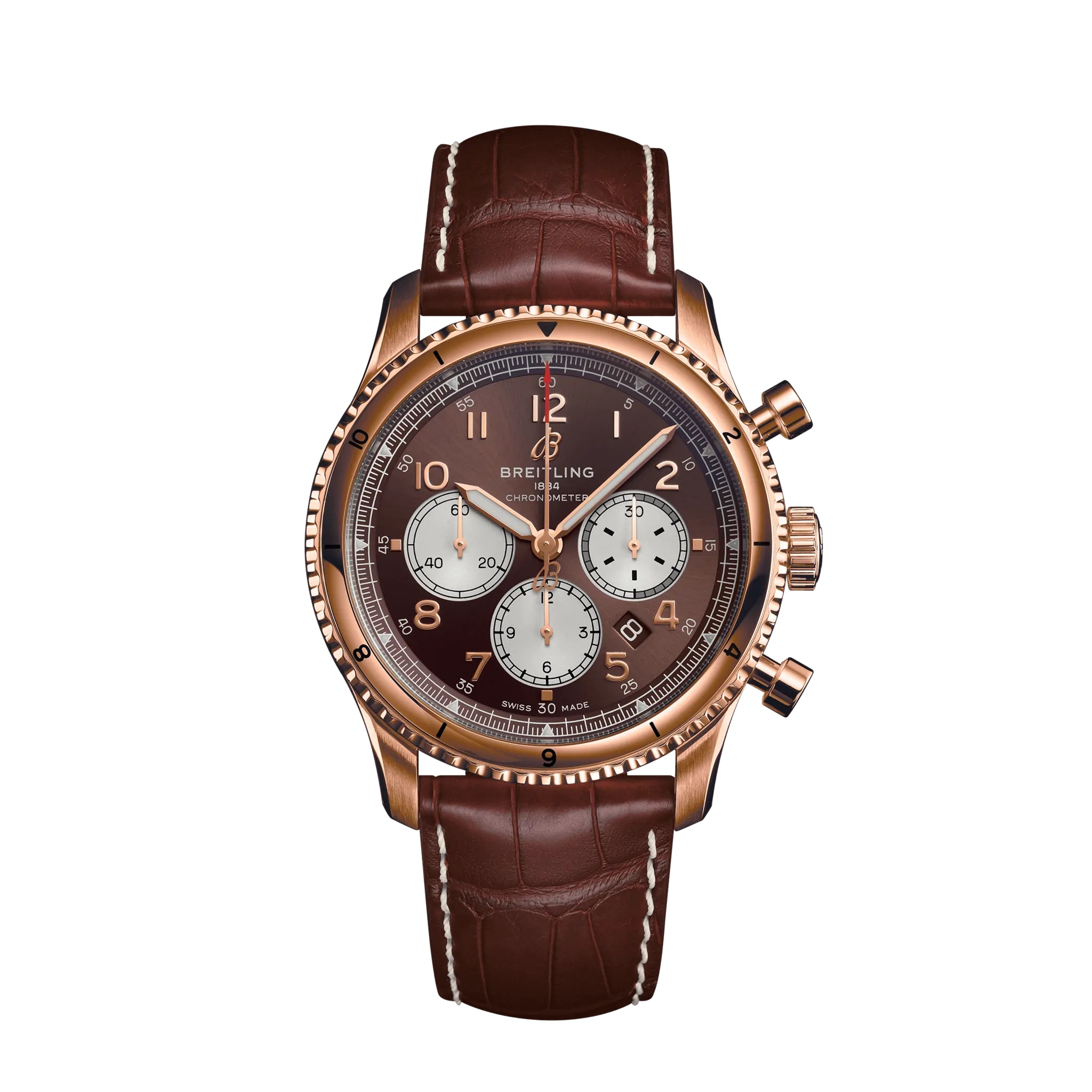 Breitling RB0119131Q1P1 : Aviator 8 B01 Chronograph 43 Red Gold / Bronze / Alligator / Pin