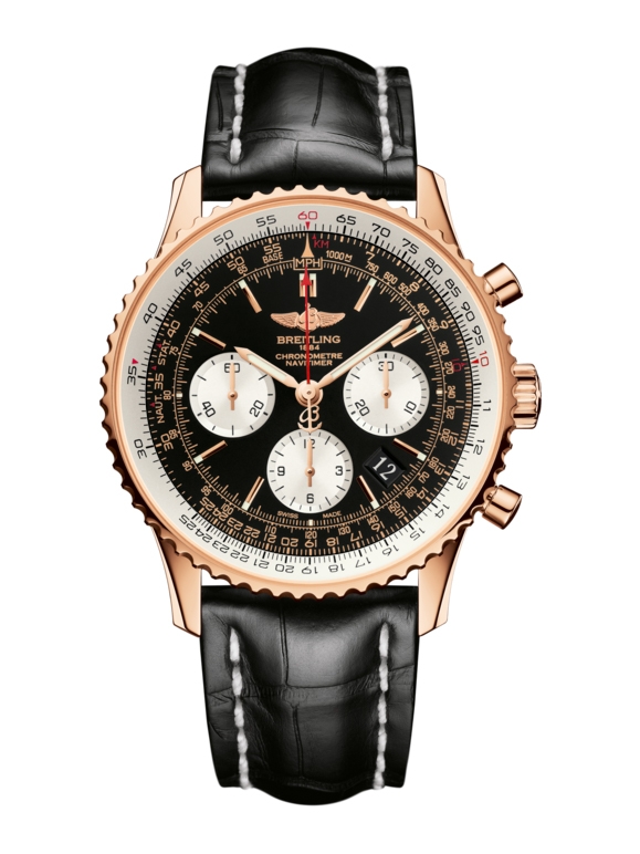 Breitling RB012012/BA49/743P/R20BA.1 : Navitimer 01 43 Red Gold / Black / Alligator / Pin