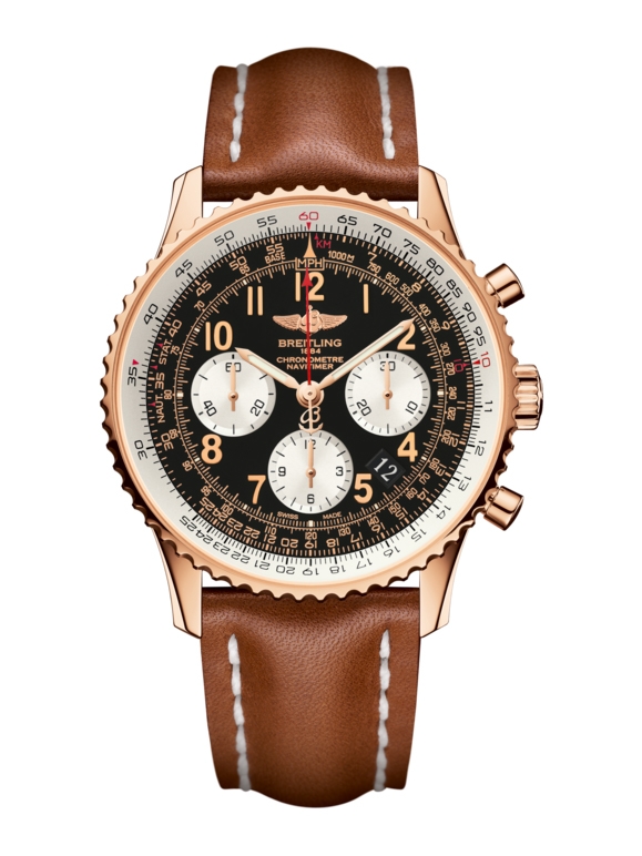 Breitling RB012012/BB07/433X/R20BA.1 : Navitimer 01 43 Red Gold / Black Arabic / Calf / Pin