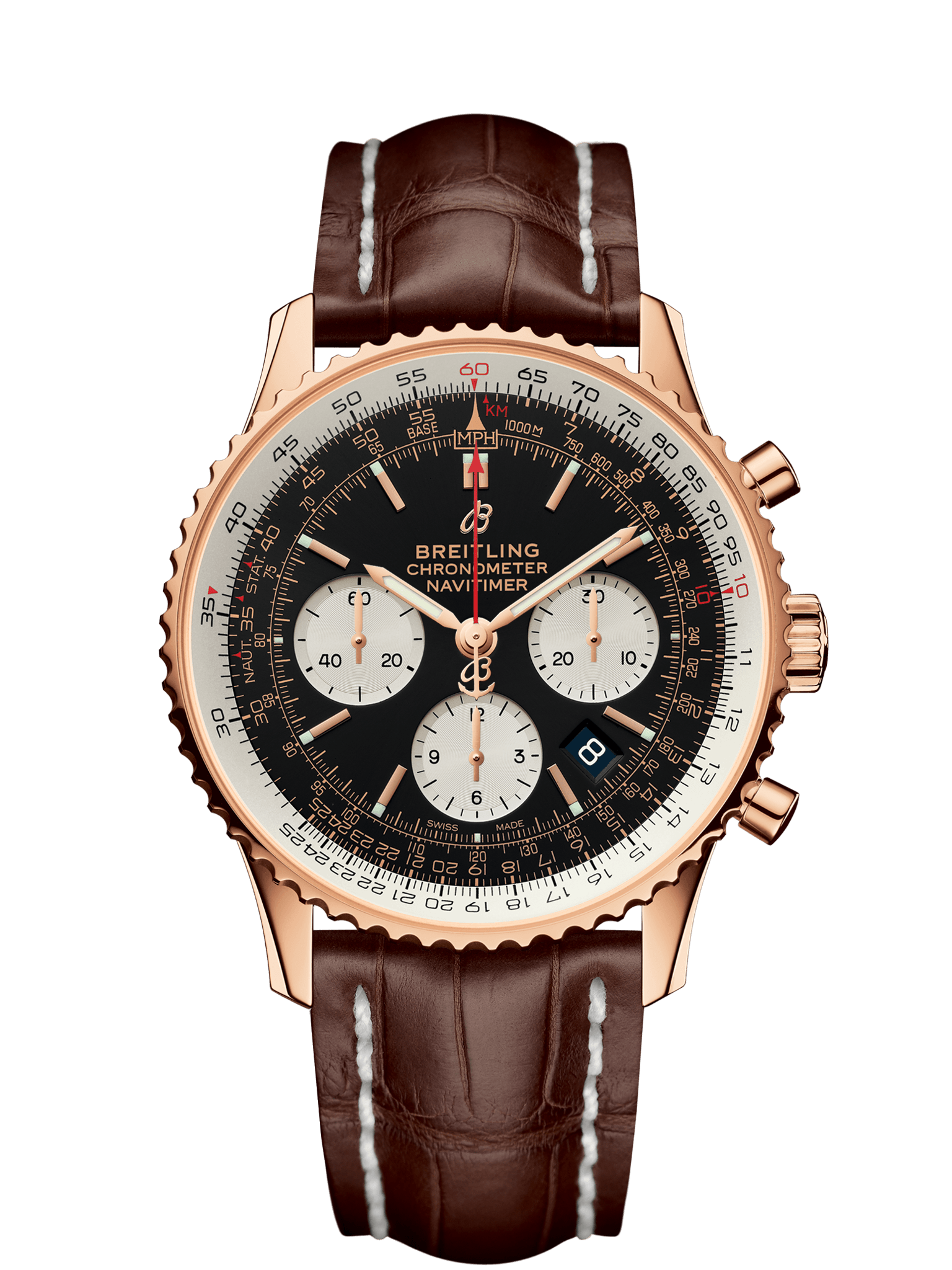 Breitling RB012121.BG76.739P : Navitimer 1 B01 Chronograph 43 Red Gold / Black / Brown Croco
