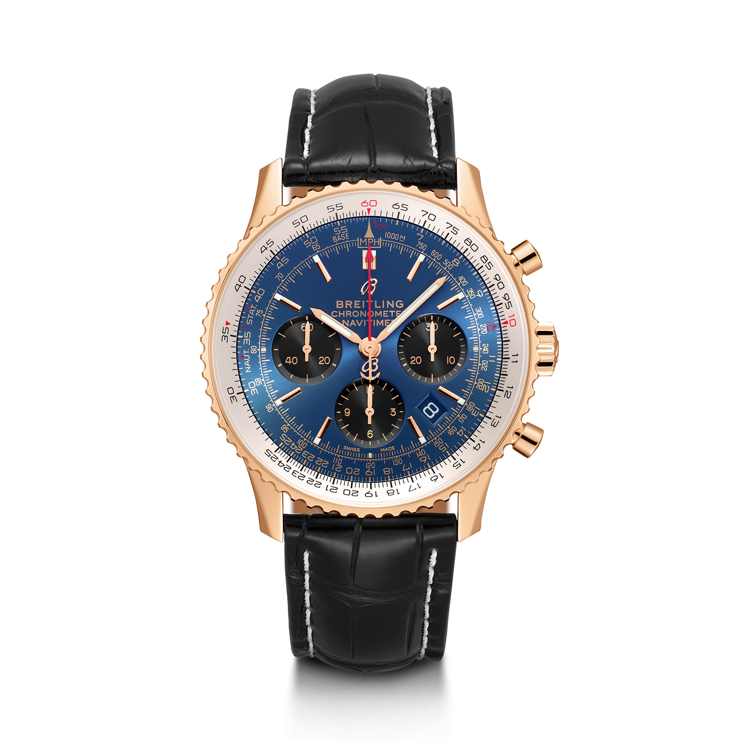 Breitling RB0121211C1P3 : Navitimer 1 B01 Chronograph 43 Red Gold / Blue / Croco / Folding
