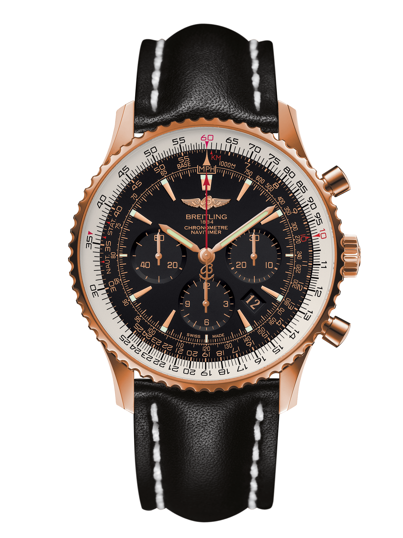 Breitling RB0127E6/BF16/441X/R20BA.1 : Navitimer 01 46 Red Gold / Black / Calf / Pin