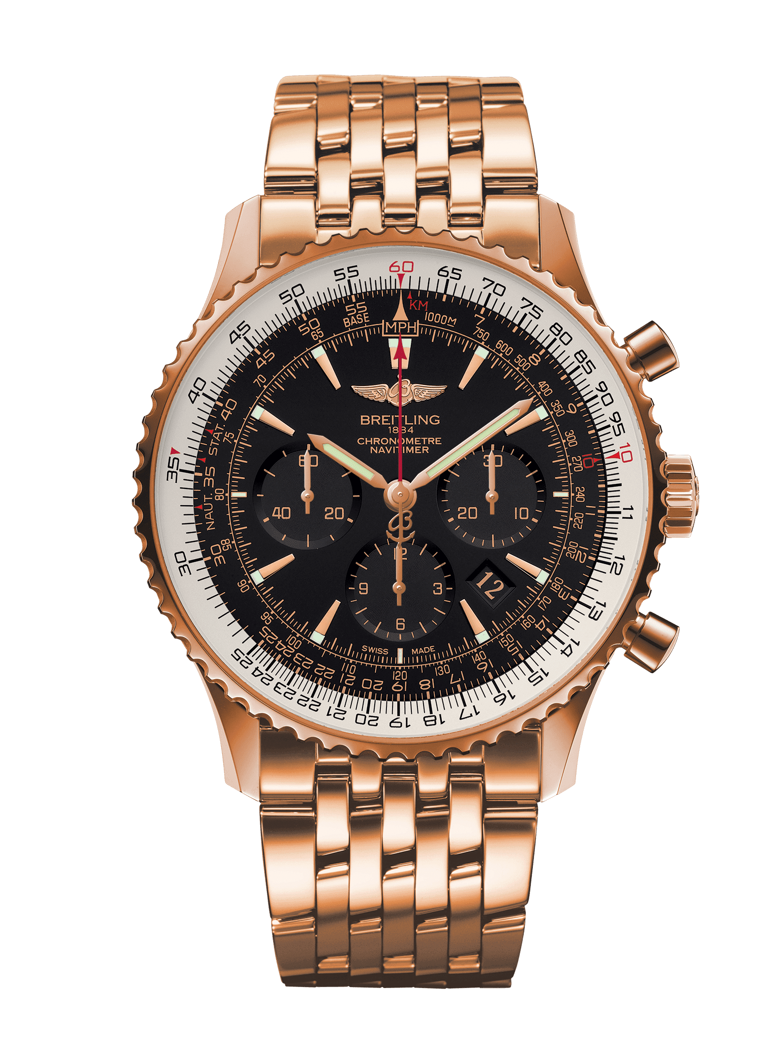 Breitling RB0127E6/BF16/443R : Navitimer 01 46 Red Gold / Black / Bracelet