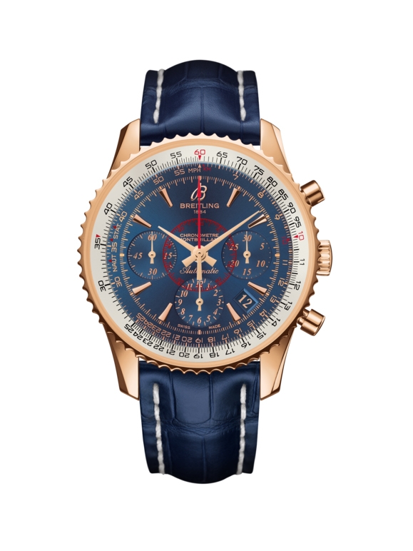 Breitling RB013012.C896.718P : Montbrillant 01 Red Gold / Aurora Blue / Croco