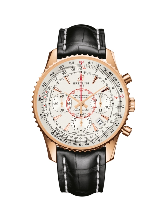 Breitling RB013012.G710.728P : Montbrillant 01 Red Gold / Mercury Silver / Croco