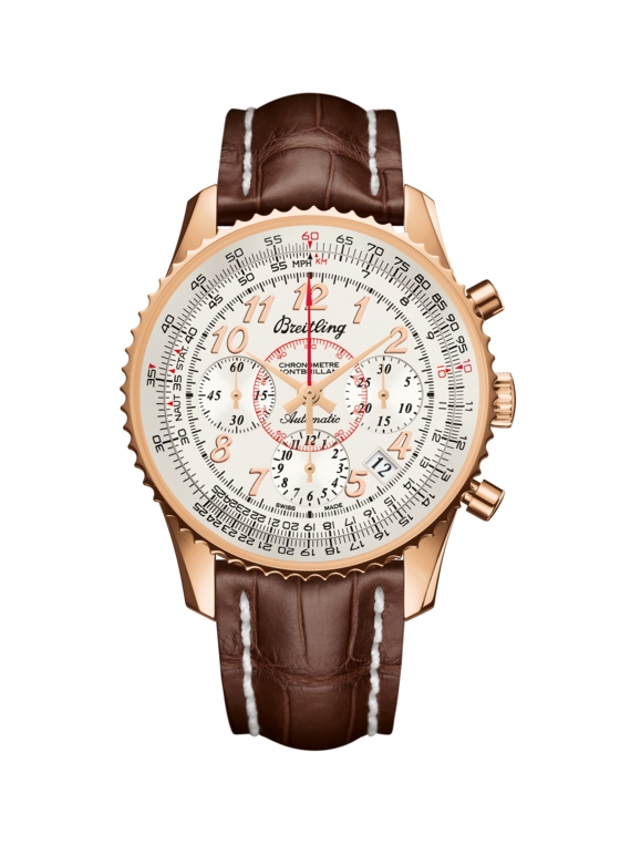 Breitling RB013012.G736.724P : Montbrillant 01 Red Gold / Mercury Silver / Croco