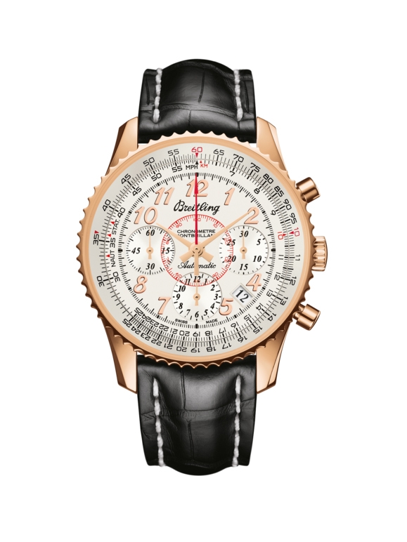 Breitling RB013012.G736.728P : Montbrillant 01 Red Gold / Mercury Silver / Croco