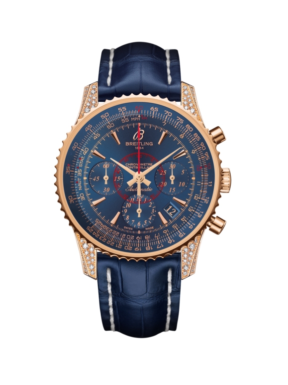 Breitling RB013067.C896.718P : Montbrillant 01 Red Gold / Diamondworks / Aurora Blue / Croco