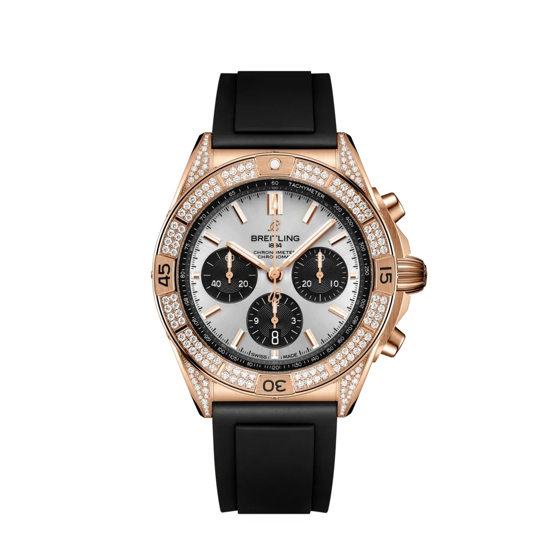 Breitling RB0134721G1S1 : Chronomat B01 42 Red Gold - Diamond / Silver / Rubber