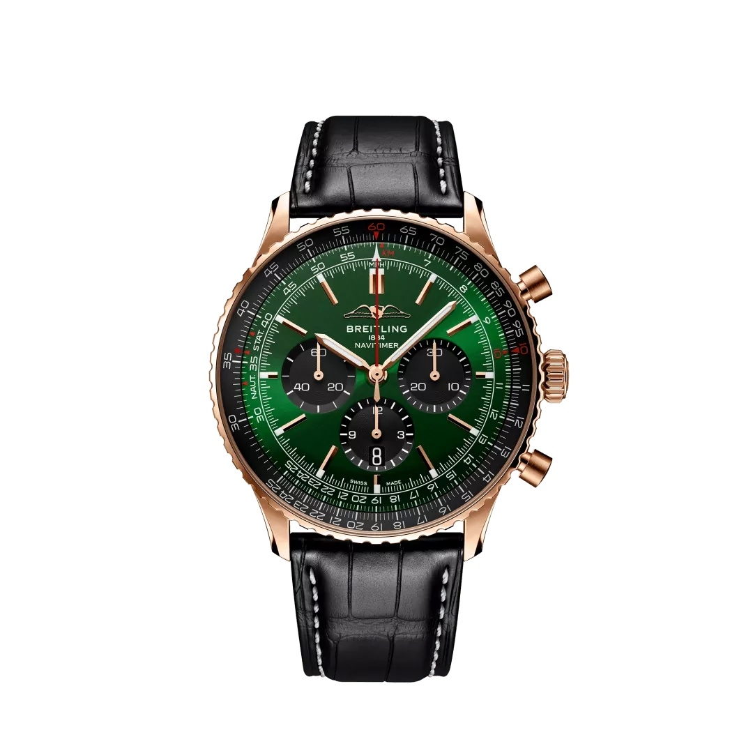 Breitling RB0137241L1P1 : Navitimer B01 Chronograph 46 Red Gold / Green