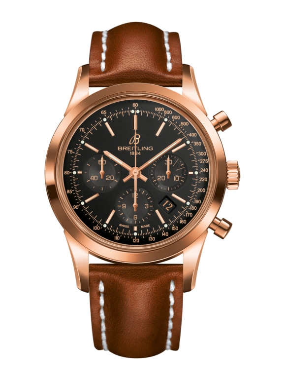 Breitling RB015212.BB16.433X : Transocean Chronograph Red Gold / Black / Calf