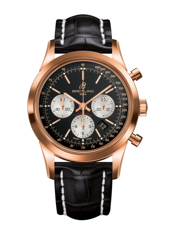 Breitling RB015212.BF15.743P : Transocean Chronograph Red Gold / Reverse Panda / Croco