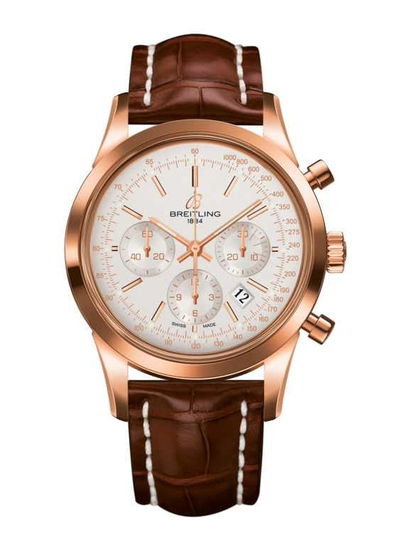 Breitling RB015212.G738.737P : Transocean Chronograph Red Gold / Silver / Croco