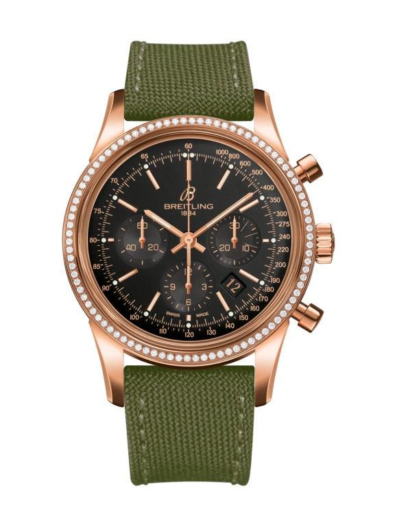 Breitling RB015253.BB16.106W : Transocean Chronograph Red Gold / Diamond / Black / Military