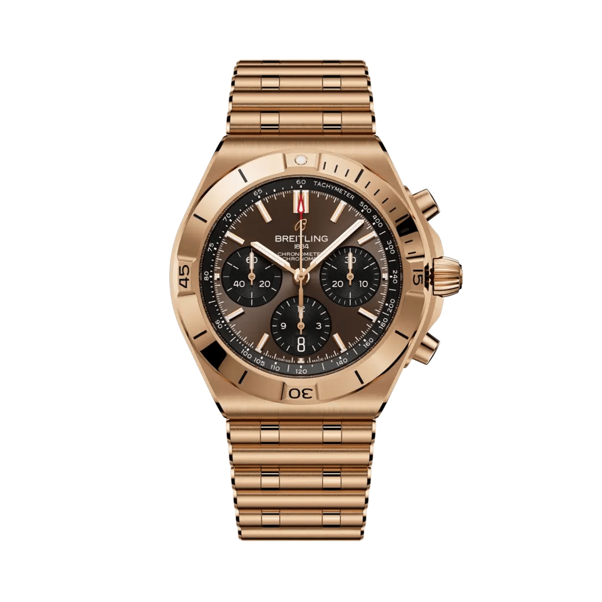 Breitling RB0158101Q1R1 : Chronomat B01 42 Red Gold / Brown / Rouleaux