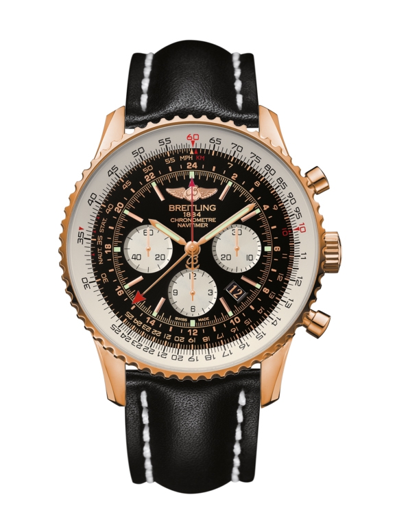 Breitling RB044121.BD30.441X : Navitimer GMT Red Gold / Black / Calf