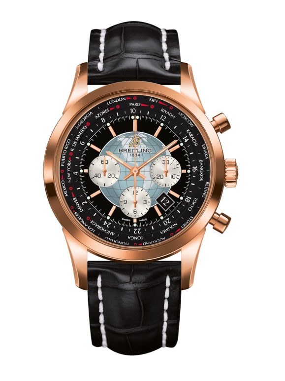 Breitling RB0510U4.BB63.760P : Transocean Chronograph Unitime Red Gold / Black / Croco