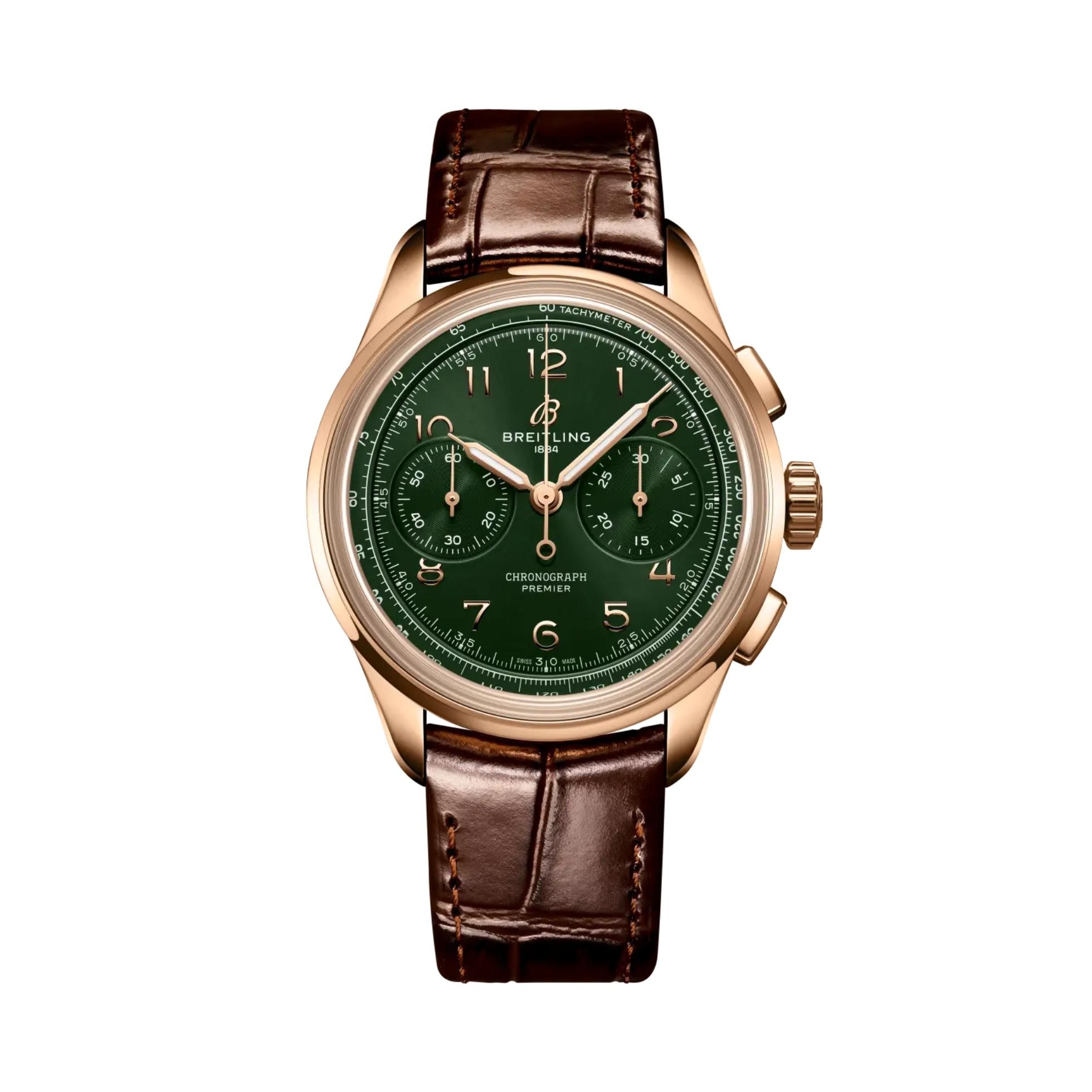 Breitling RB0930361L1P1 : Premier Heritage B09 Chronograph 40 Red Gold / Green