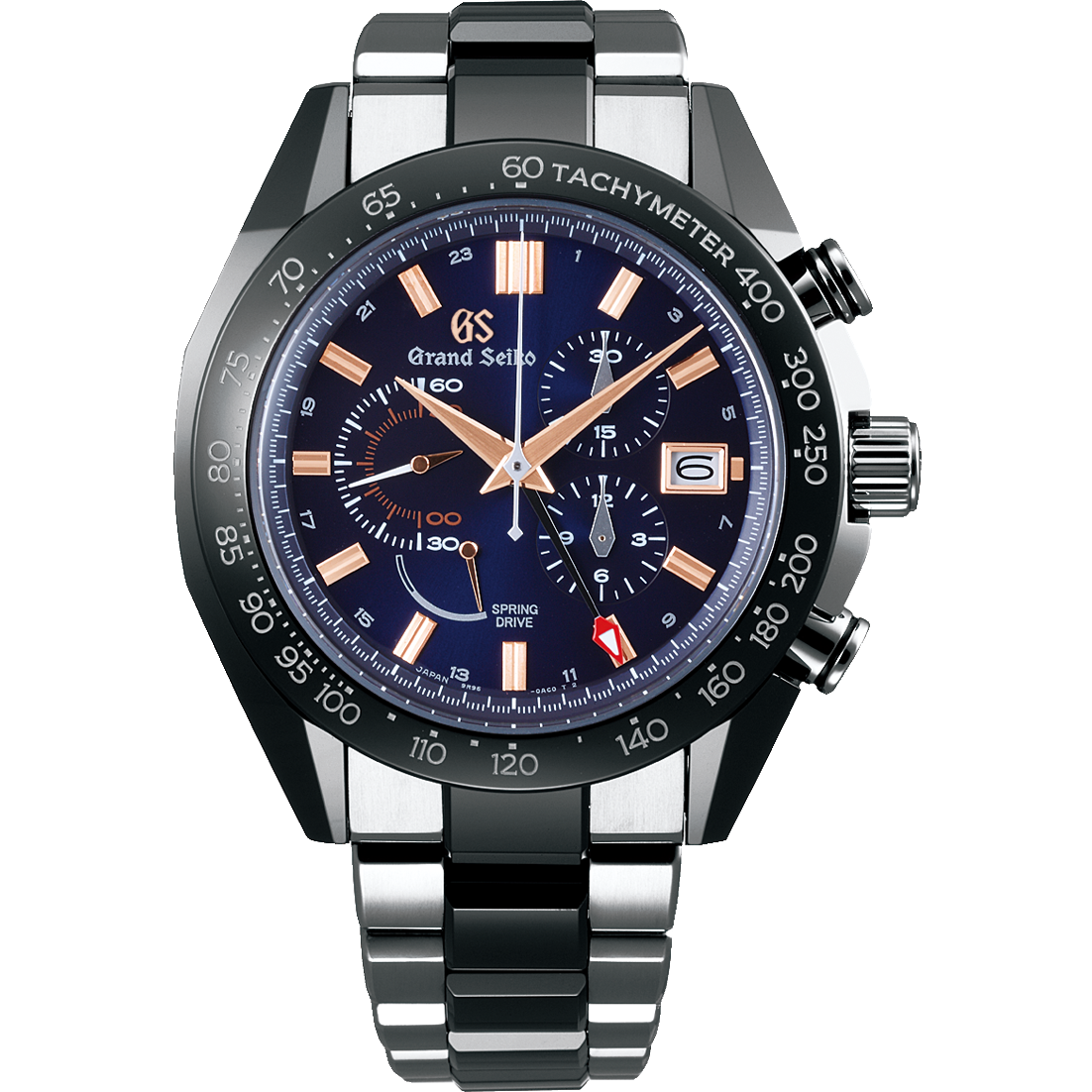 Grand Seiko SBGC219 : Spring Drive Chronograph Titanium / Ceramic / Blue / Bracelet / Black Ceramics Collection