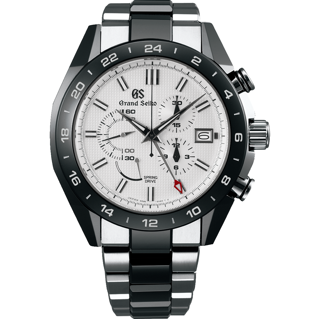 Grand Seiko SBGC221 : Spring Drive Chronograph Titanium / Ceramic / White / Bracelet / Black Ceramics Collection